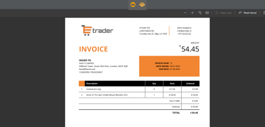 Rent material invoicing software 